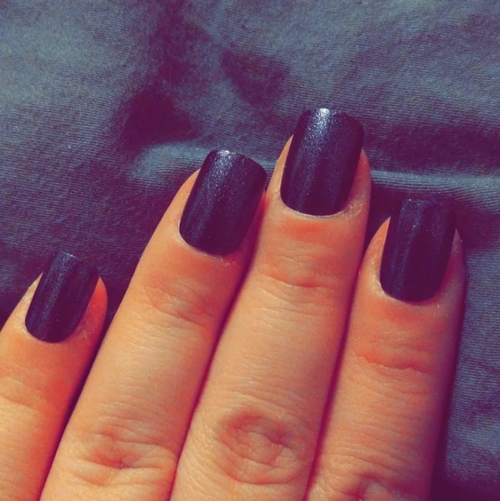 Press on nails short dark purple with sparkles